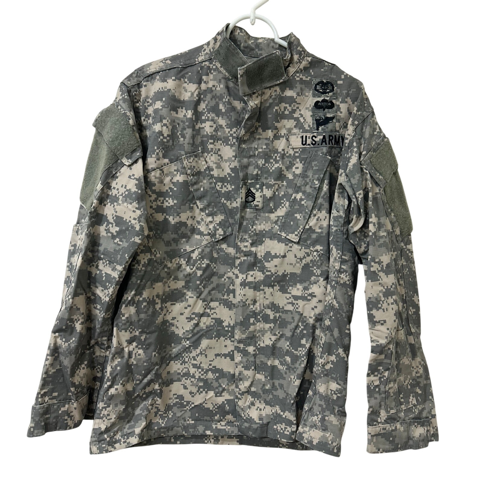 Us Military Mens Size Medium Army Combat Uniform Coat Digital Camo Acu Patches